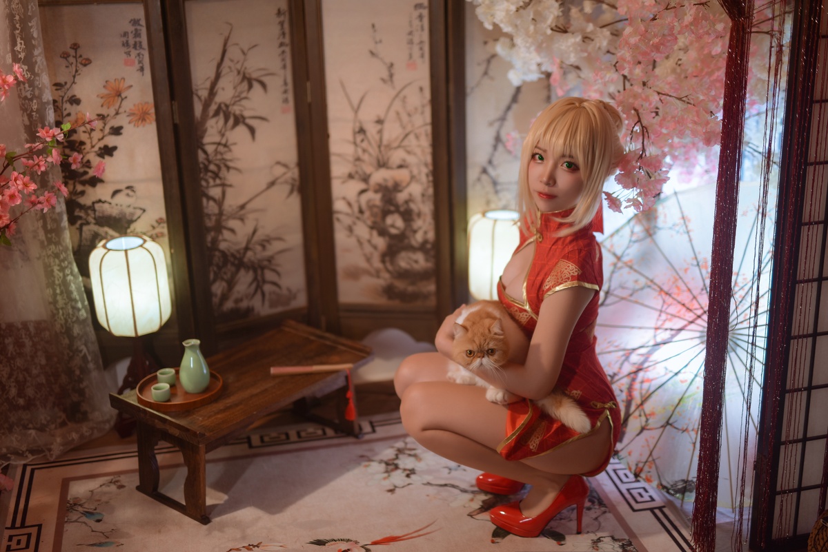 图片[4]-【cosplay】-【二佐Nisa】-尼禄旗袍-COS世界