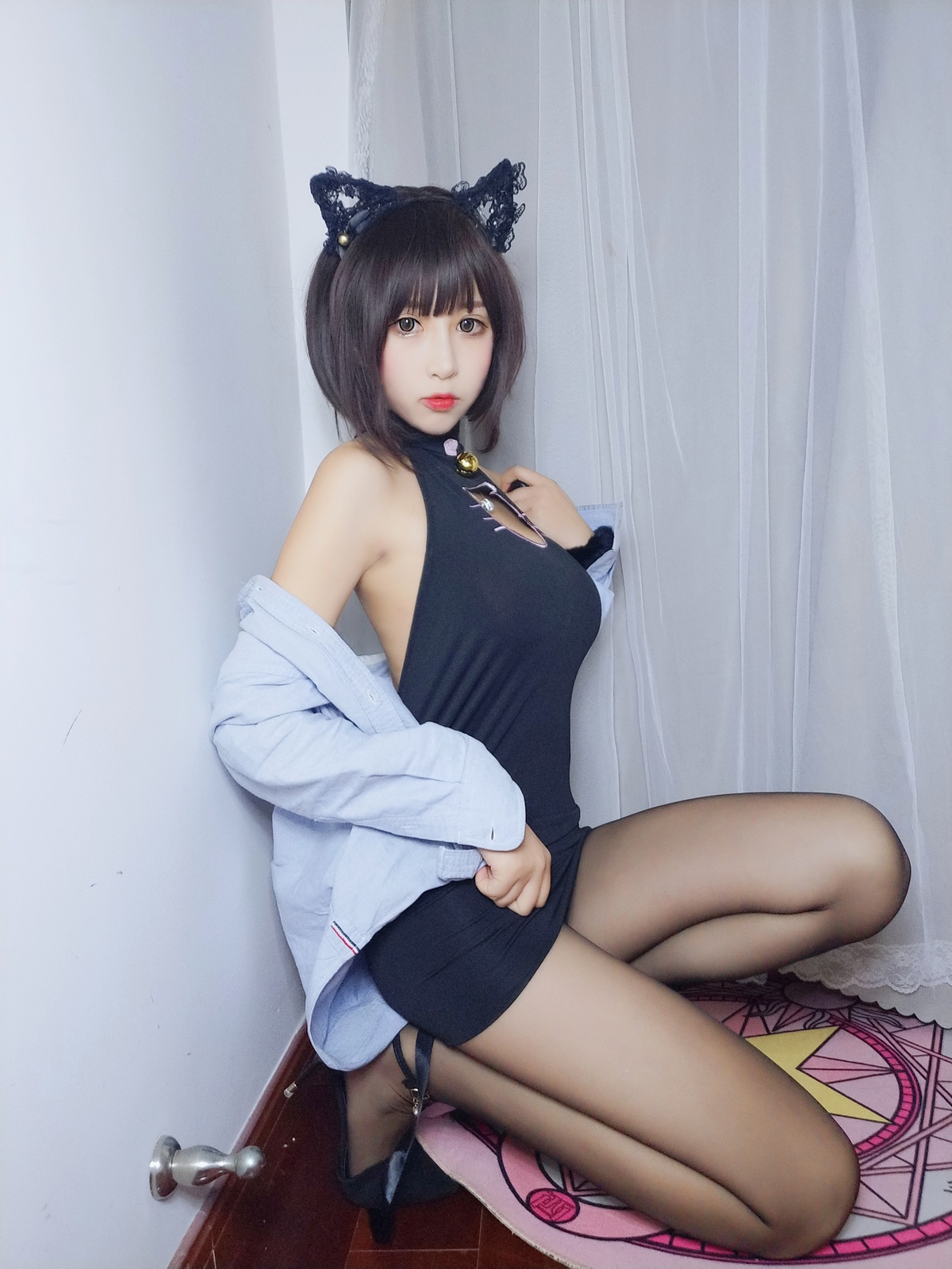 图片[2]-【coser】-黑米粥-NO.007 露背猫咪-COS世界