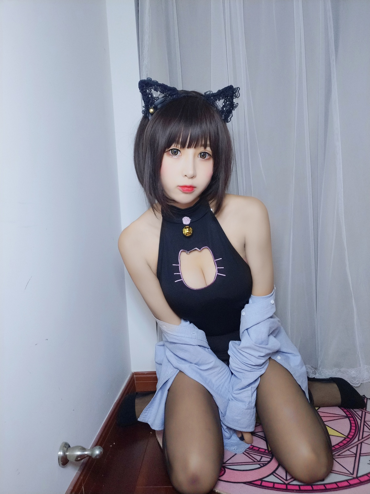 图片[4]-【coser】-黑米粥-NO.007 露背猫咪-COS世界