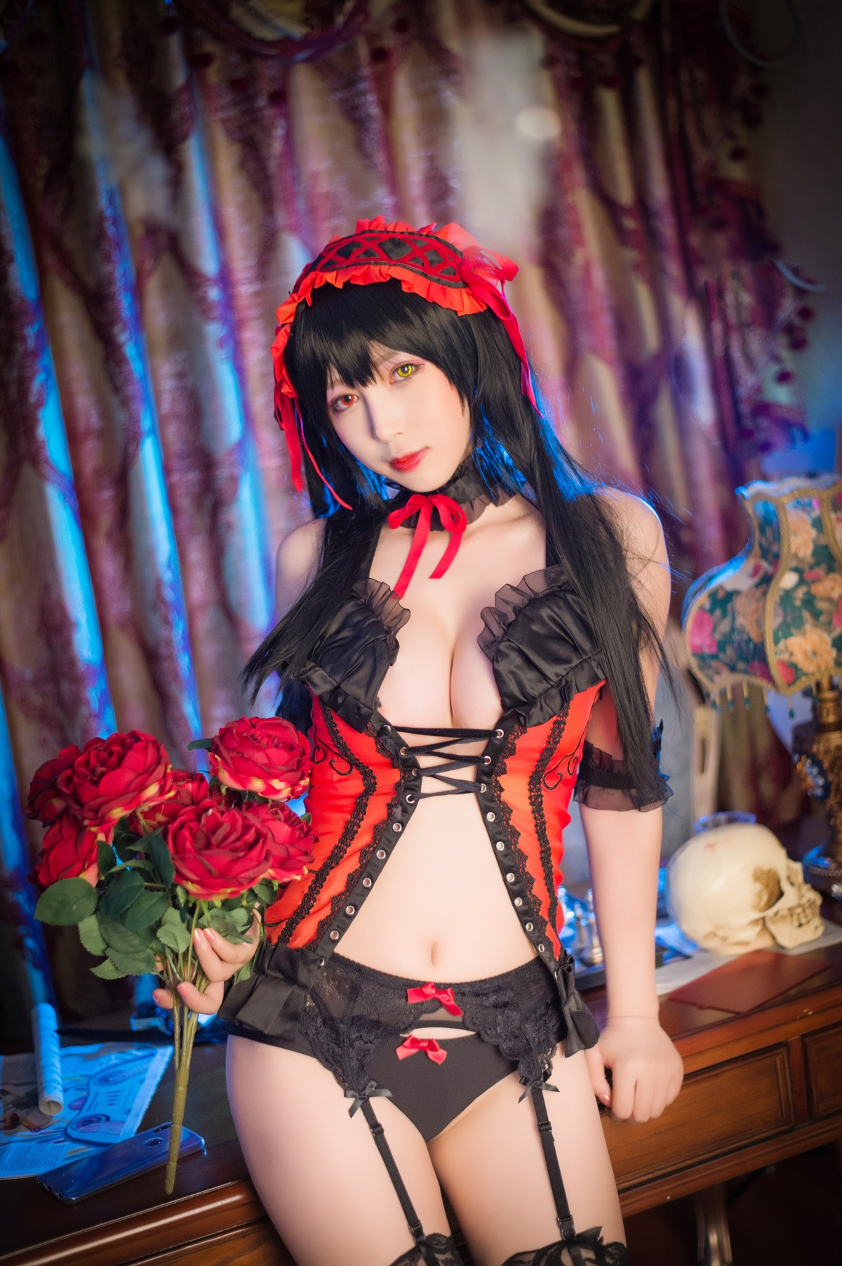 【coser】-黑米粥-NO.018 黑米粥 狂三内衣-COS世界