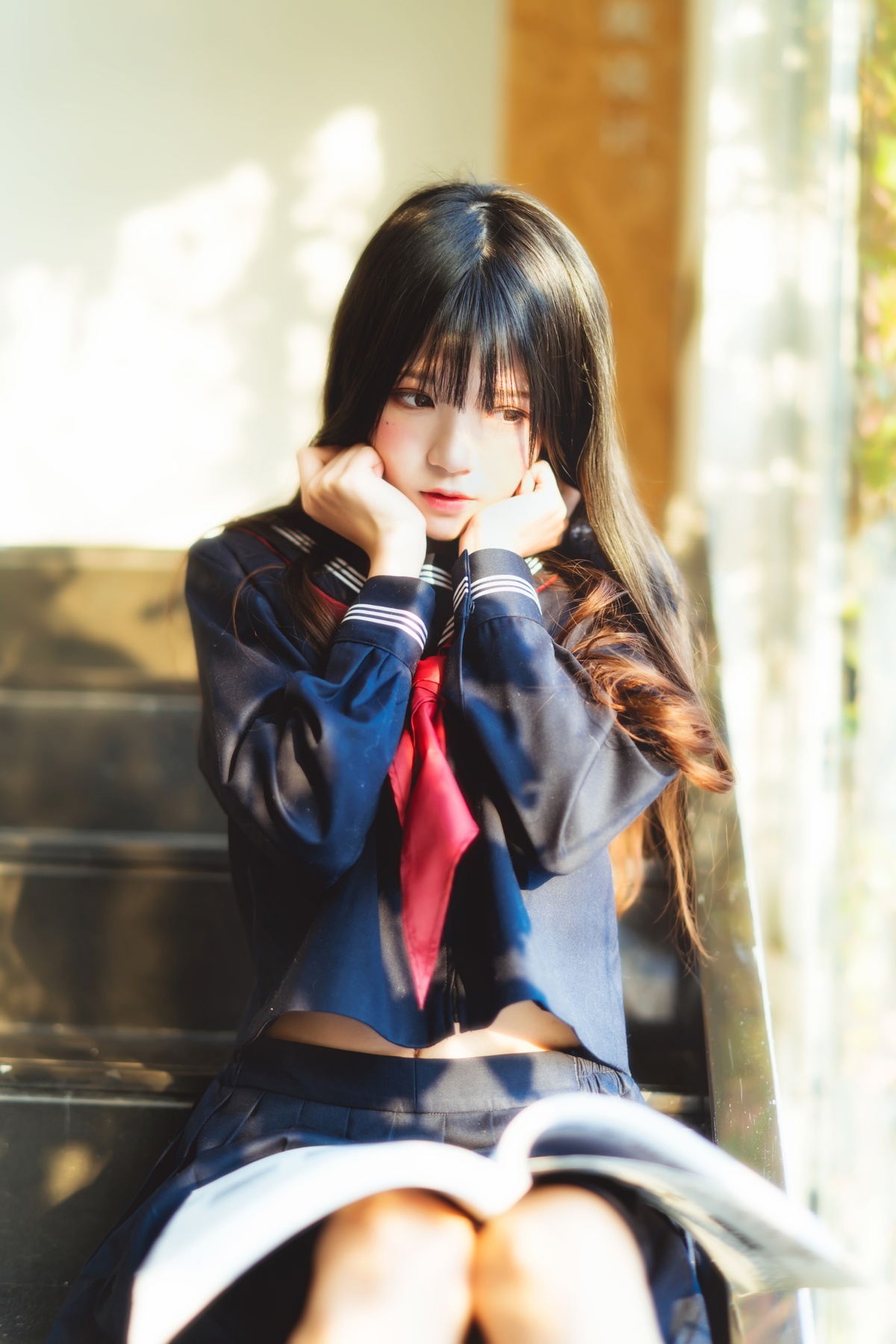 【coser】012【桜桃喵】（小少女）黑色水手服-COS世界