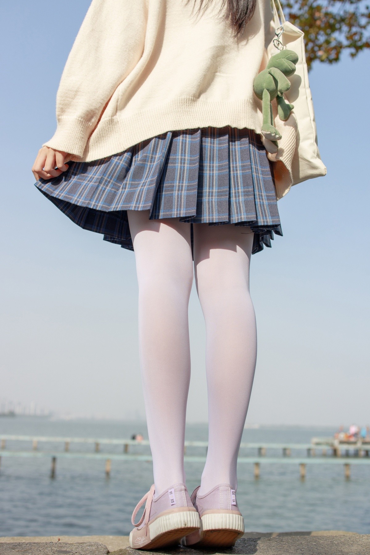 「微博萝莉」夏日jk白丝制服格子裙-COS世界