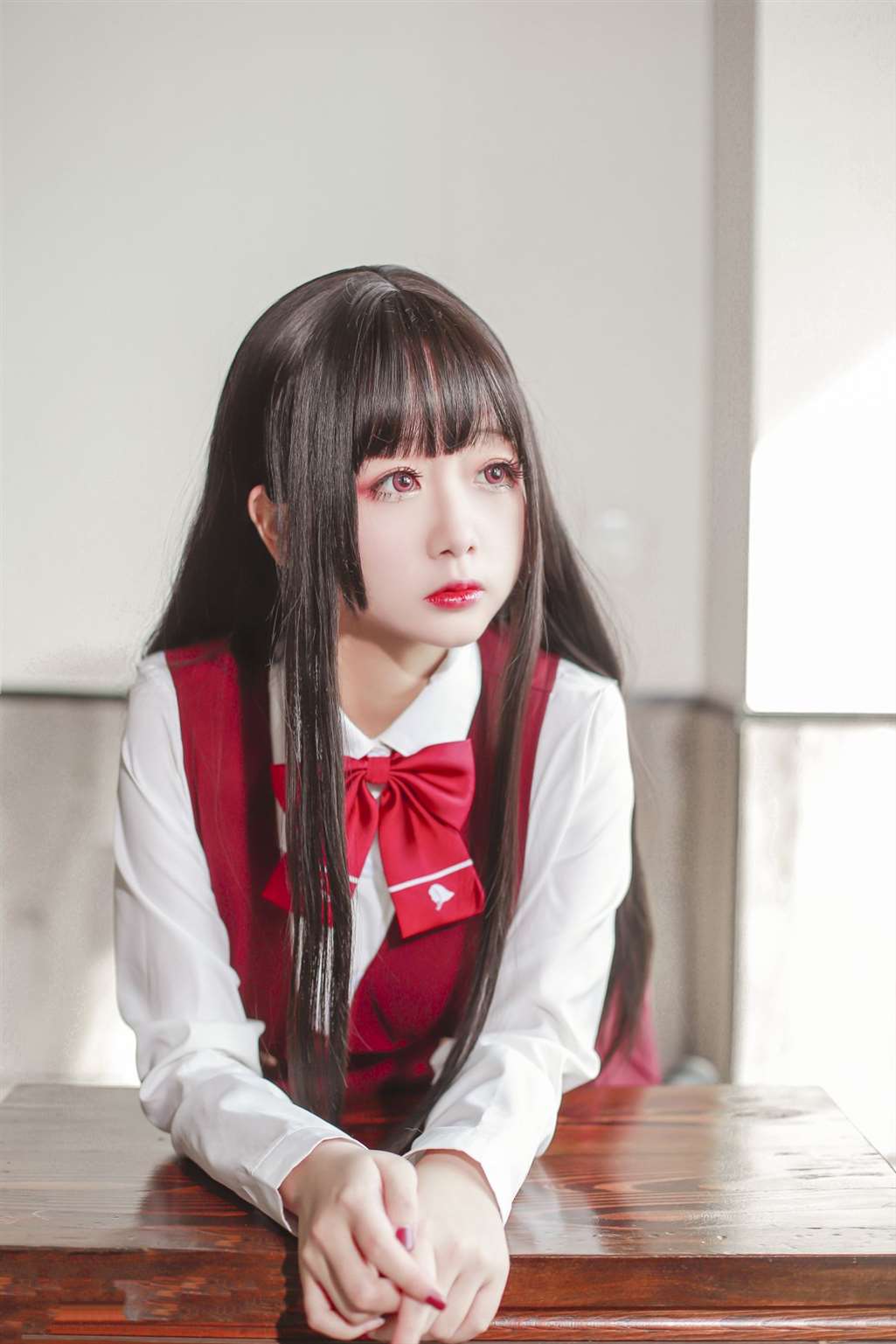 图片[3]-日奈娇 JK少女红裙-COS世界