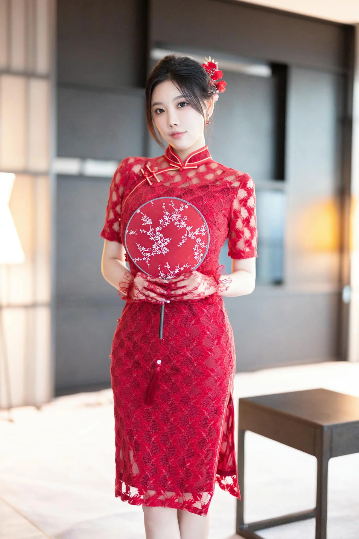 图片[2]-XiuRen 秀人 No.N033 杨晨晨红色蕾丝旗袍 – [新秀人套图] [103P]-COS世界