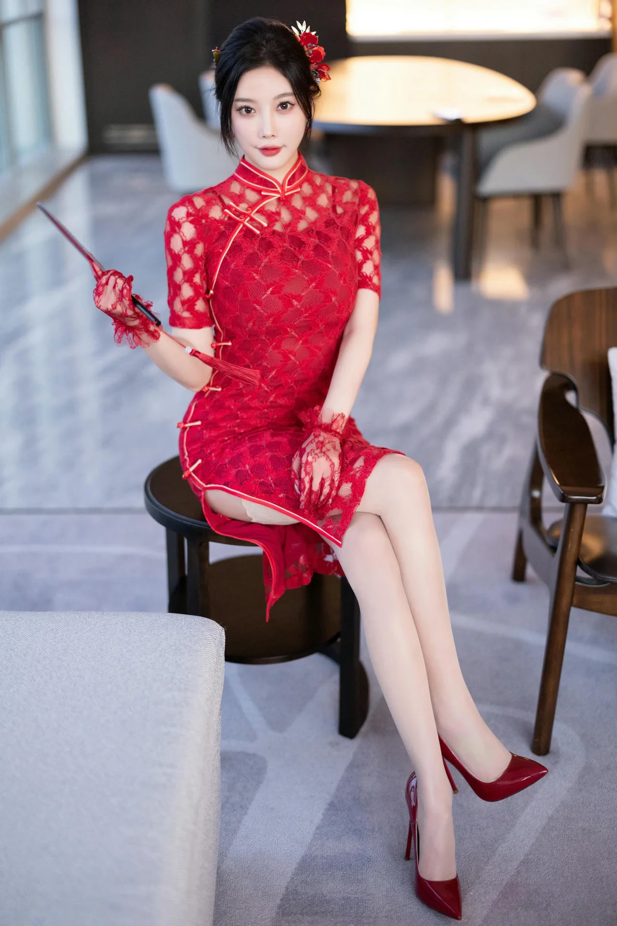图片[4]-XiuRen 秀人 No.N033 杨晨晨红色蕾丝旗袍 – [新秀人套图] [103P]-COS世界