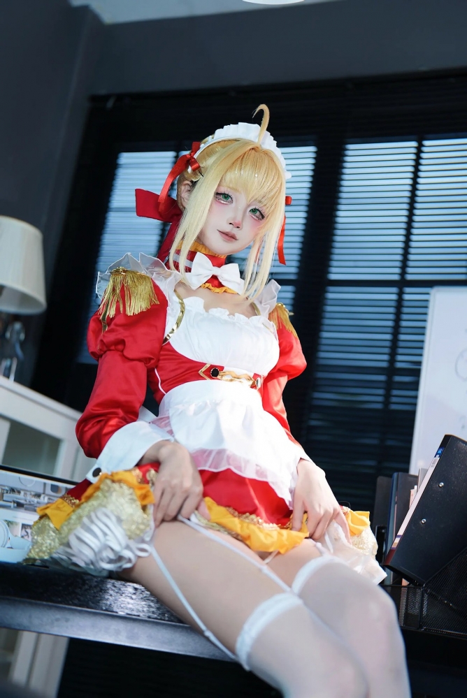 图片[4]-清纯少女五更百鬼 – FGO 尼禄 女僕  15P  [15P]-COS世界
