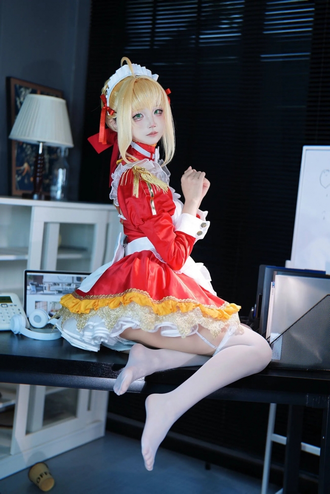 图片[5]-清纯少女五更百鬼 – FGO 尼禄 女僕  15P  [15P]-COS世界